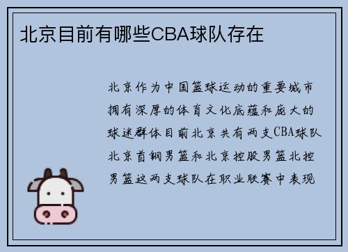 北京目前有哪些CBA球队存在